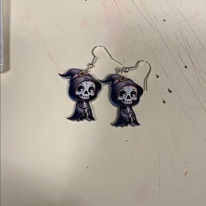 Cute Skeleton Witch Earrings